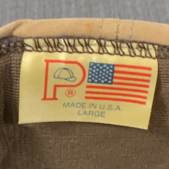 Vintage P Fitted Cap Men's Size L Tan Soft Felt 6 Panel High Profile Lined - Picture 17 of 17